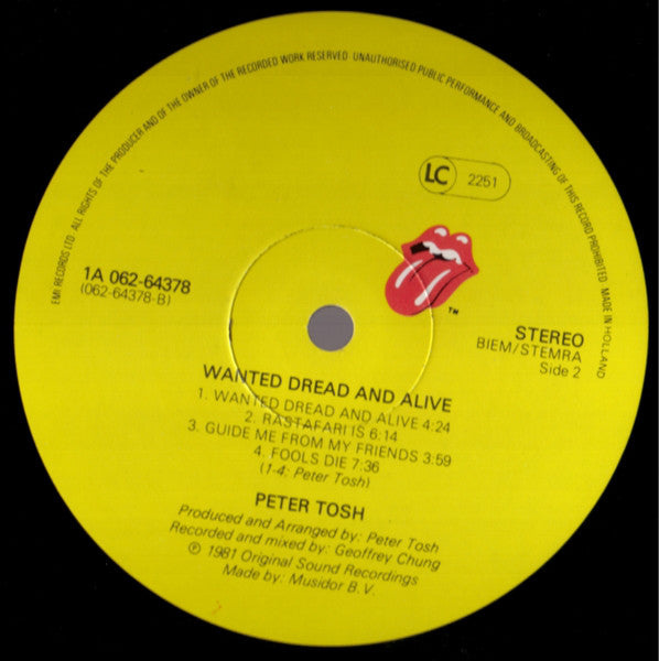 Peter Tosh : Wanted Dread & Alive (LP, Album)