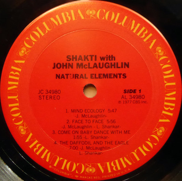 Shakti (2) With John McLaughlin : Natural Elements (LP, Album, Pit)