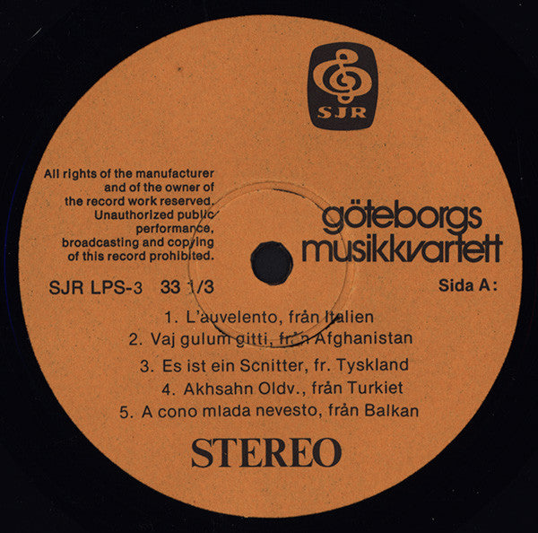 Göteborgs Musikkvartett ~ Göteborgs Musikkvartett (Vinyl) - Djungel & Jazz