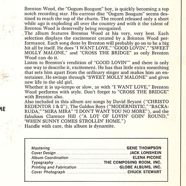 Brenton Wood And David Bryant , Clarence Hill ~ Boogaloo (Vinyl) - Djungel & Jazz