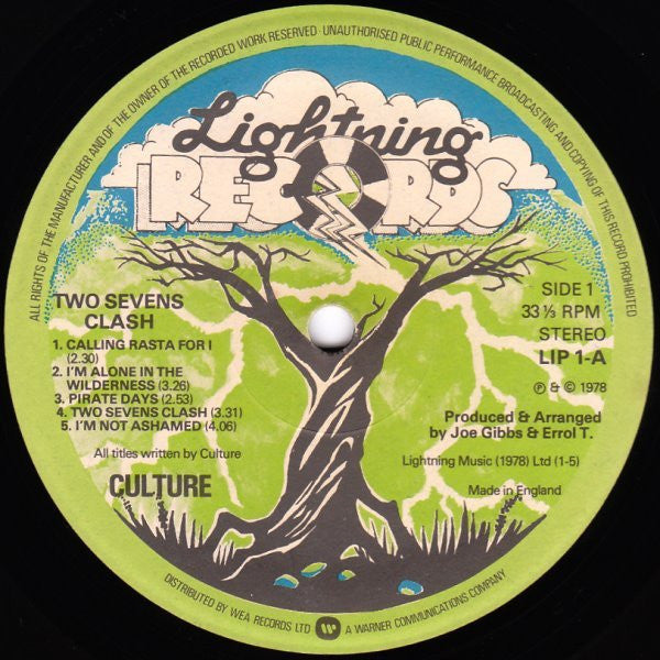 Culture : Two Sevens Clash (LP, Album, WEA)