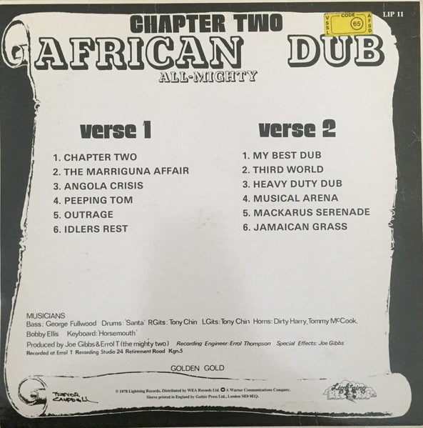 Joe Gibbs & The Professionals : African Dub - All Mighty - Chapter Two (LP, Album)