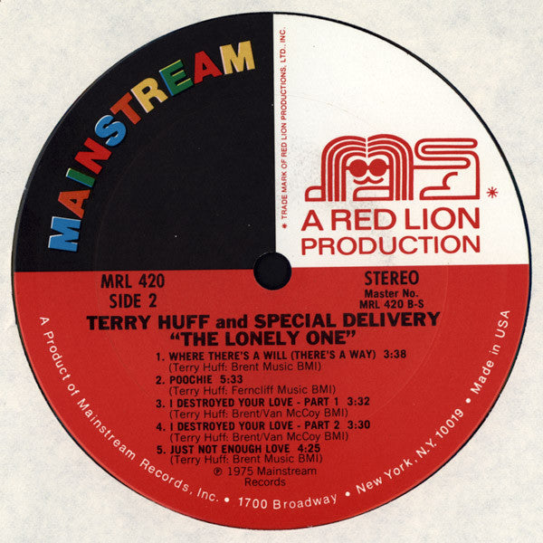 Terry Huff And Special Delivery : The Lonely One (LP, Album, Pit)