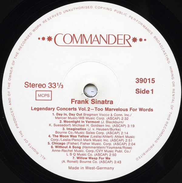 Frank Sinatra ~ Legendary Concerts (Vinyl) - Djungel & Jazz