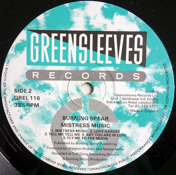 Burning Spear : Mistress Music (LP, Album)