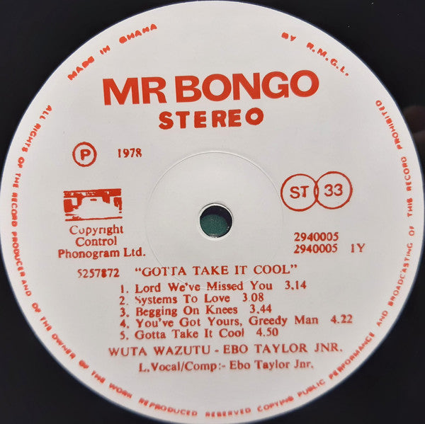 Ebo Taylor Jnr With Wuta Wazutu ~ Gotta Take It Cool (Vinyl) - Djungel & Jazz