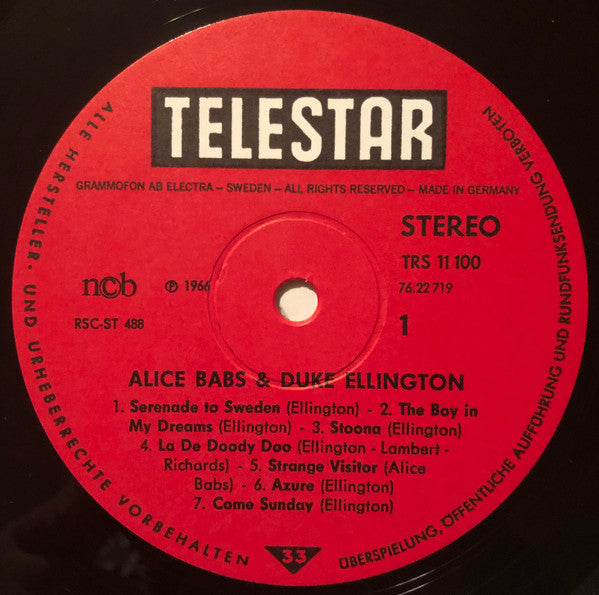 Alice Babs & Duke Ellington ~ Serenade To Sweden (Vinyl) - Djungel & Jazz