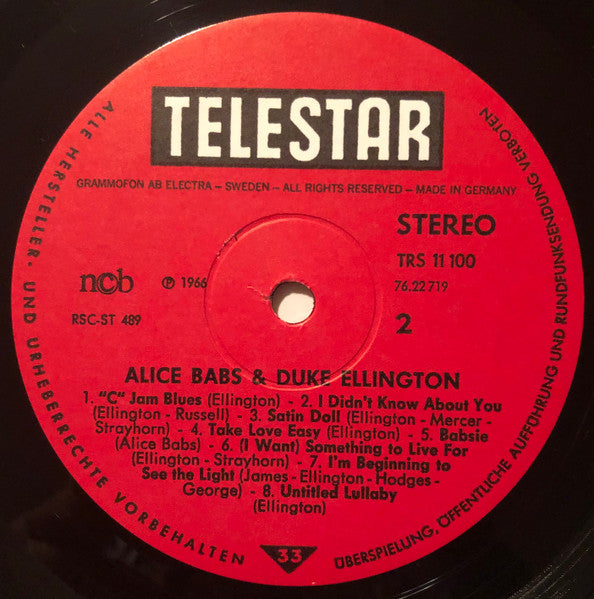 Alice Babs & Duke Ellington ~ Serenade To Sweden (Vinyl) - Djungel & Jazz