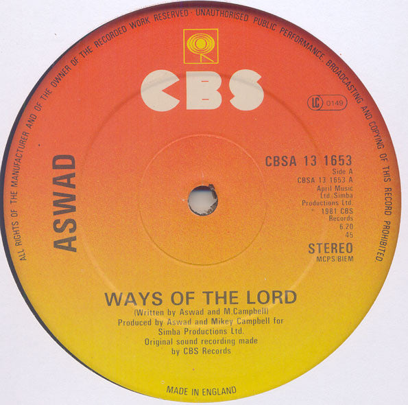 Aswad : Ways Of The Lord (12", Single)