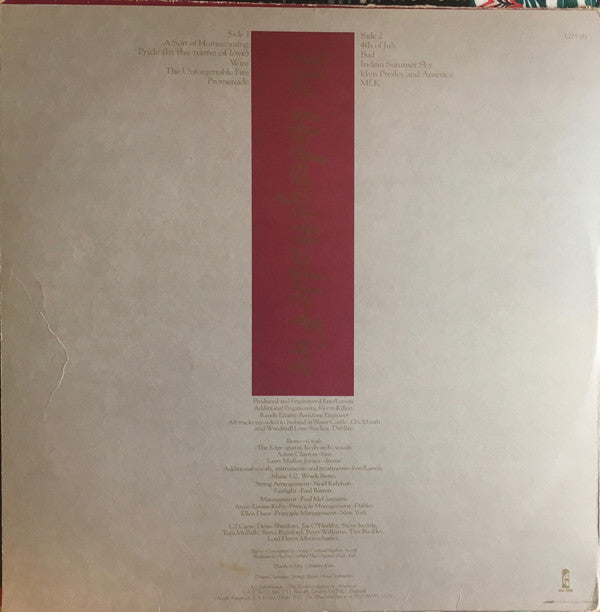 U2 : The Unforgettable Fire (LP, Album)