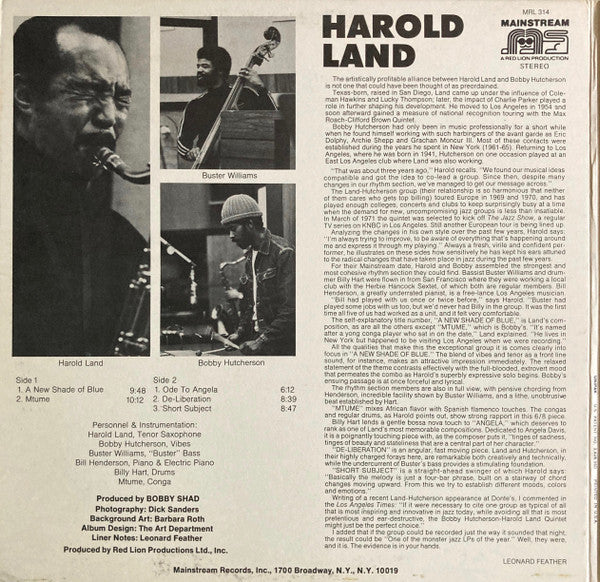 Harold Land ~ A New Shade Of Blue (Vinyl) - Djungel & Jazz