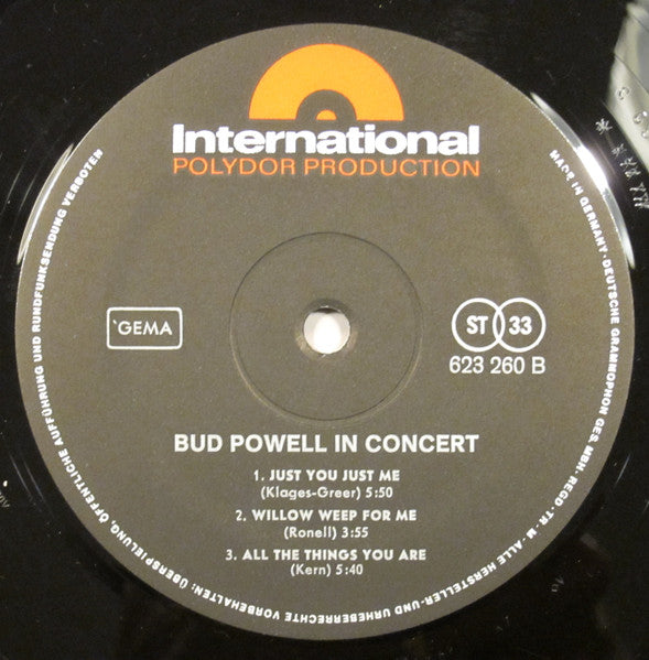 Bud Powell ~ Bud Powell In Concert (Vinyl) - Djungel & Jazz