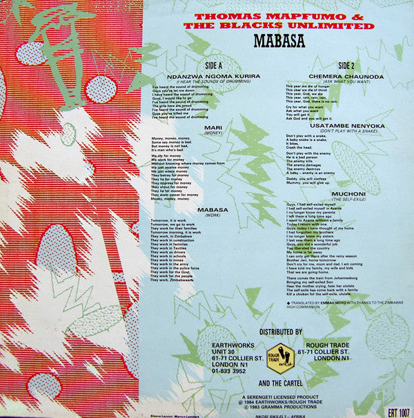 Thomas Mapfumo & The Blacks Unlimited ~ Mabasa (Vinyl) - Djungel & Jazz