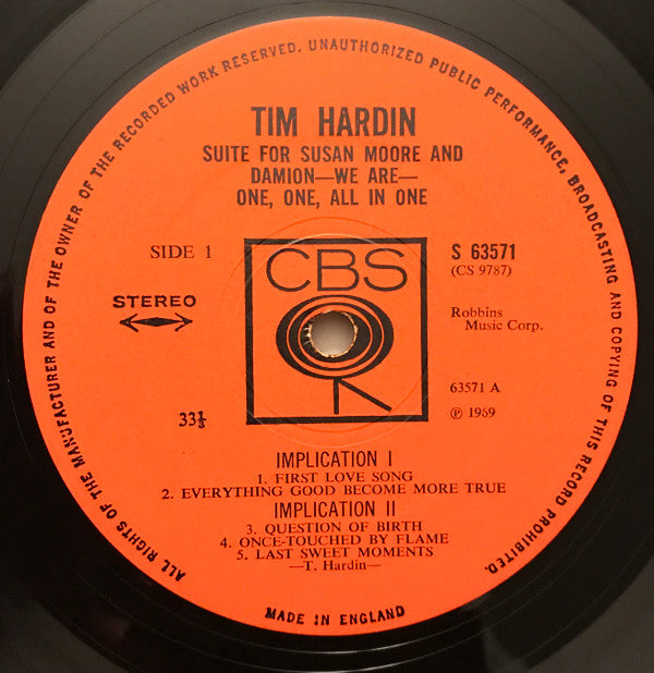 Tim Hardin : Suite For Susan Moore And Damion-We Are-One, One, All In One (LP, Album)