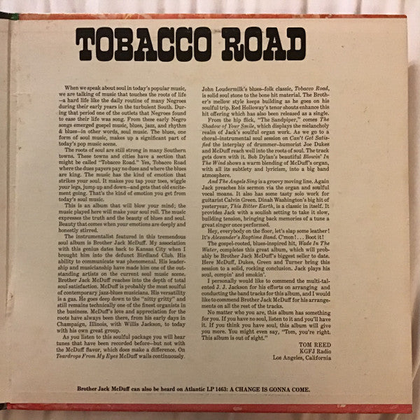 Brother Jack McDuff ~ Tobacco Road (Vinyl) - Djungel & Jazz