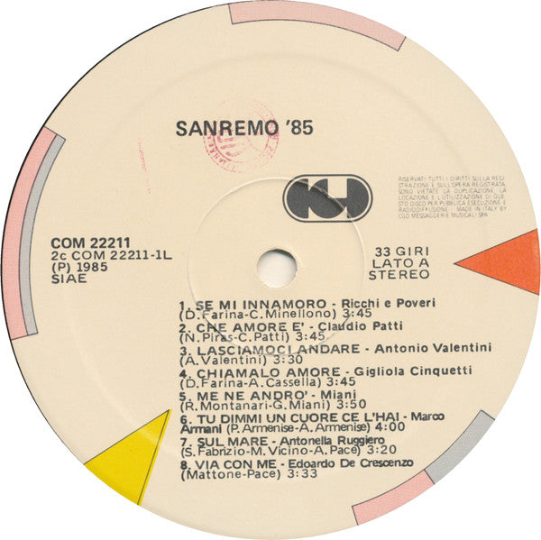 Various ~ Sanremo '85 - 30 successi (Vinyl) - Djungel & Jazz