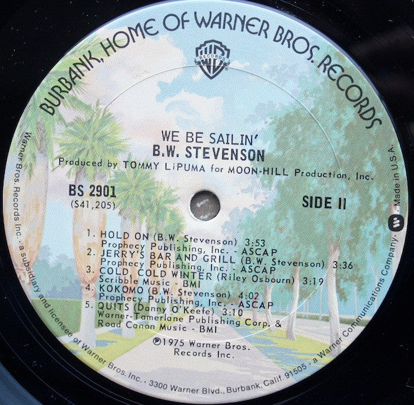 B.W. Stevenson ~ We Be Sailin' (Vinyl) - Djungel & Jazz