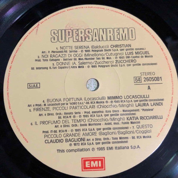 Various ~ Supersanremo 1985 (Vinyl) - Djungel & Jazz