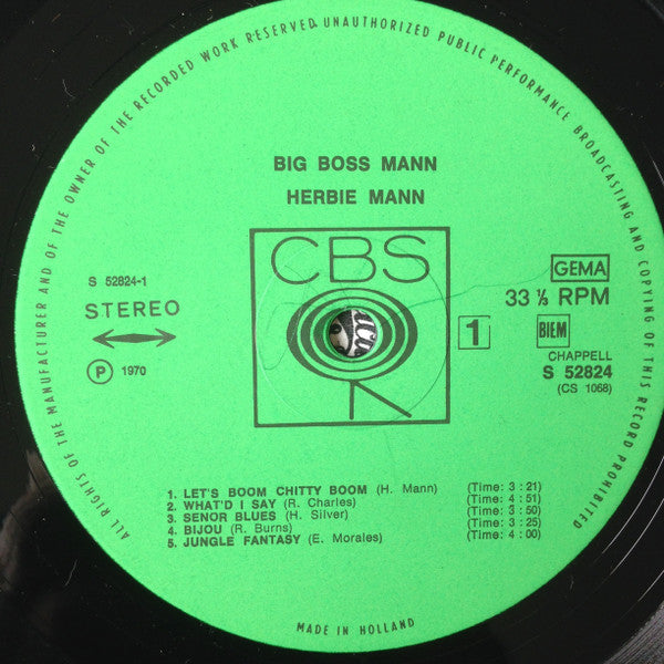Herbie Mann ~ Big Boss Mann (Vinyl) - Djungel & Jazz
