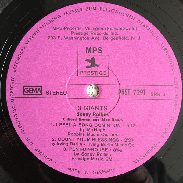 Sonny Rollins ~ 3 Giants! (Vinyl) - Djungel & Jazz