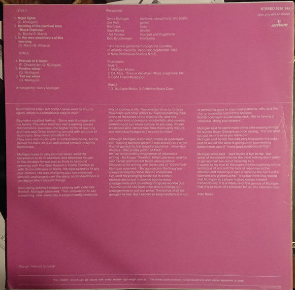 Gerry Mulligan ~ Night Lights (Vinyl) - Djungel & Jazz