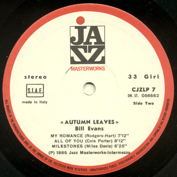 Bill Evans ~ Autumn Leaves (Vinyl) - Djungel & Jazz