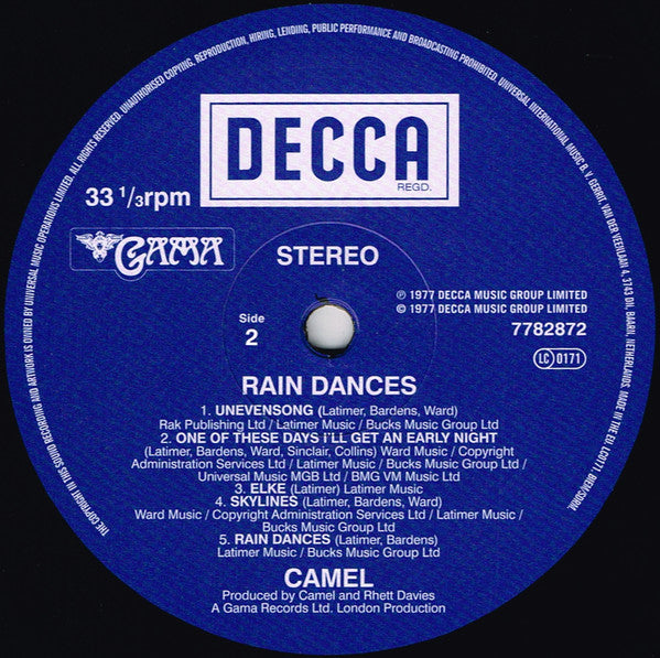 Camel : Rain Dances (LP, Album, RE, RP)