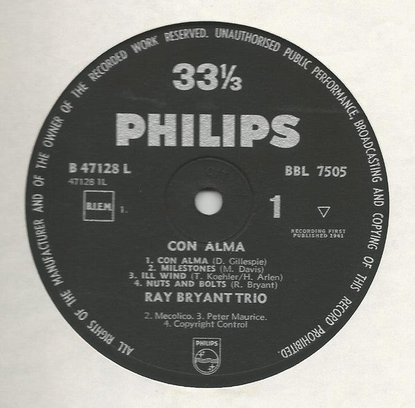 Ray Bryant Trio : Con Alma (LP, Album)