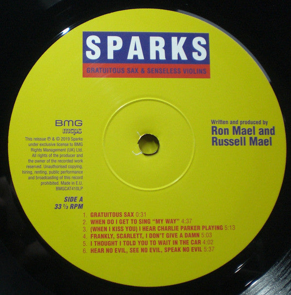 Sparks ~ Gratuitous Sax & Senseless Violins (Vinyl) - Djungel & Jazz