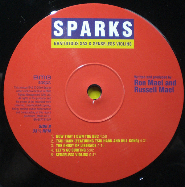 Sparks ~ Gratuitous Sax & Senseless Violins (Vinyl) - Djungel & Jazz