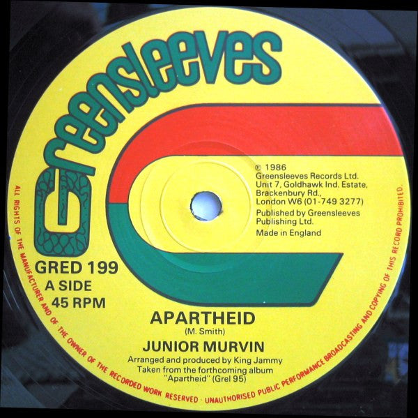 Junior Murvin : Apartheid (12")