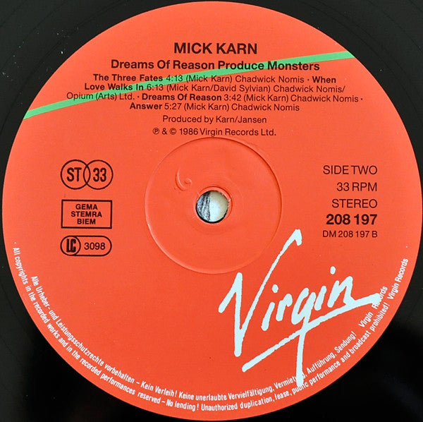 Mick Karn ~ Dreams Of Reason Produce Monsters (Vinyl) - Djungel & Jazz