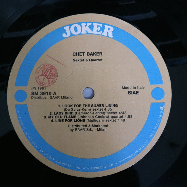 Chet Baker ~ Sextet & Quartet (Vinyl) - Djungel & Jazz