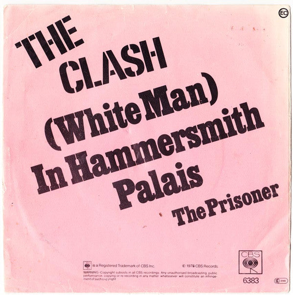 The Clash : (White Man) In Hammersmith Palais / The Prisoner (7", Single)