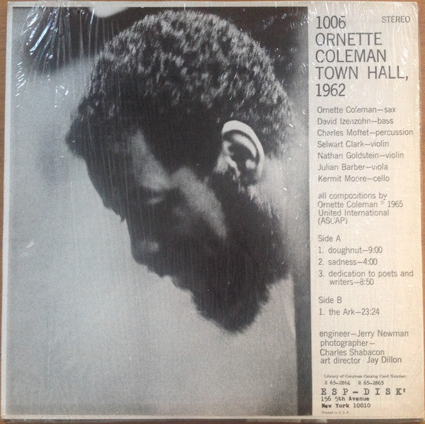 Ornette Coleman ~ Town Hall December 1962 (Vinyl) - Djungel & Jazz