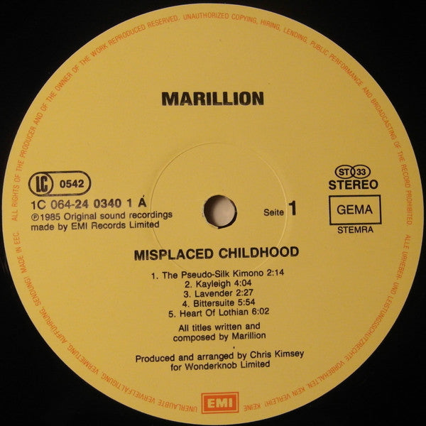 Marillion : Misplaced Childhood (LP, Album, Gat)