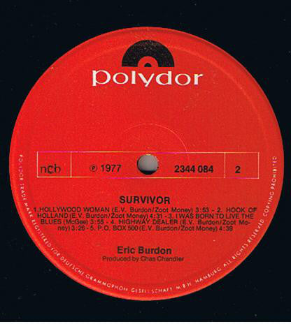 Eric Burdon ~ Survivor (Vinyl) - Djungel & Jazz