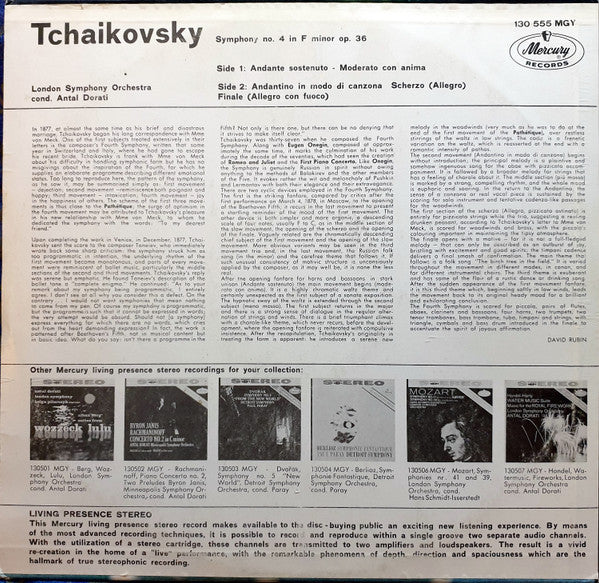 Pyotr Ilyich Tchaikovsky, Antal Dorati, London Symphony Orchestra : Symphony No. 4 in F Minor, Opus 36 (LP, RE)