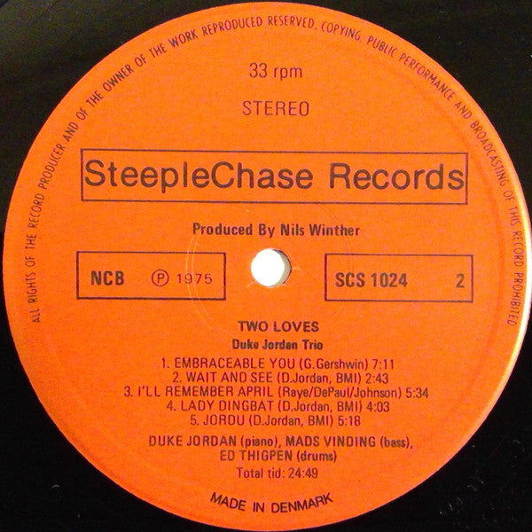 Duke Jordan Trio ~ Two Loves (Vinyl) - Djungel & Jazz