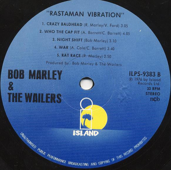 Bob Marley & The Wailers : Rastaman Vibration (LP, Album, Gat)