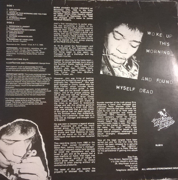 Jimi Hendrix ~ Woke Up This Morning And Found Myself Dead (Vinyl) - Djungel & Jazz