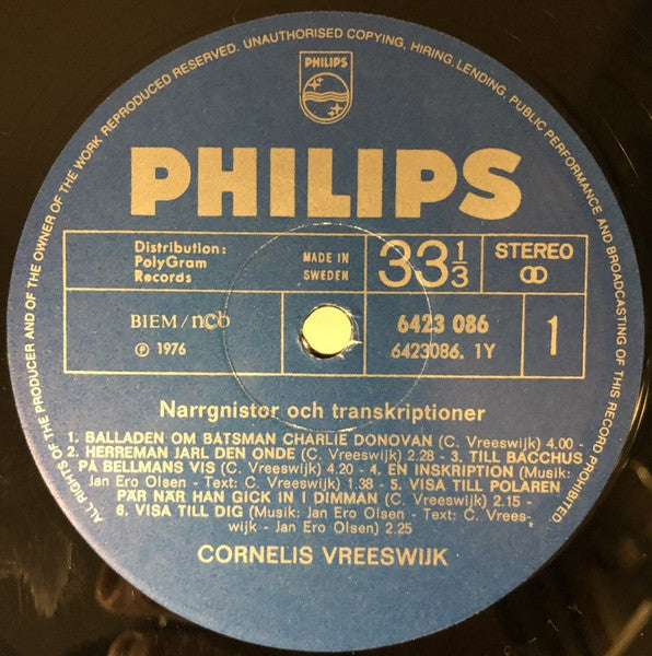 Cornelis Vreeswijk ~ Narrgnistor Och Transkriptioner (Vinyl) - Djungel & Jazz