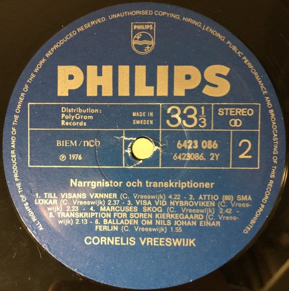 Cornelis Vreeswijk ~ Narrgnistor Och Transkriptioner (Vinyl) - Djungel & Jazz