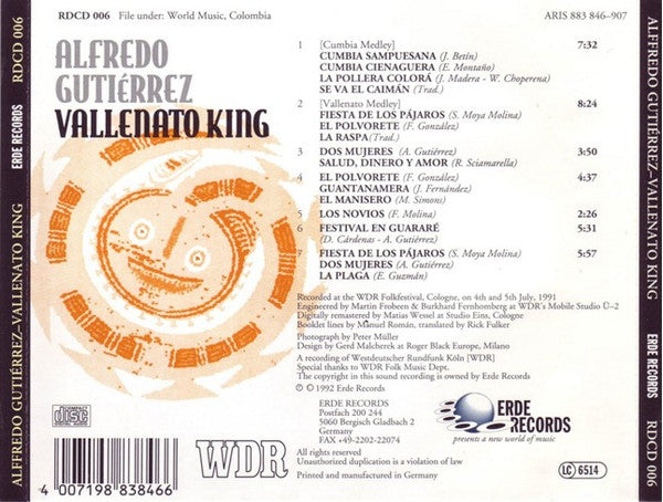 Alfredo Gutiérrez ~ Vallenato King (Vinyl) - Djungel & Jazz