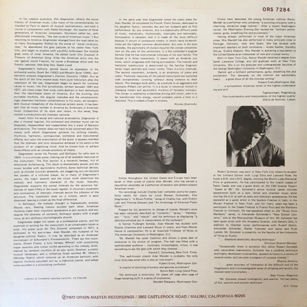 Elie Siegmeister ~ New Music Of Elie Siegmeister (Vinyl) - Djungel & Jazz