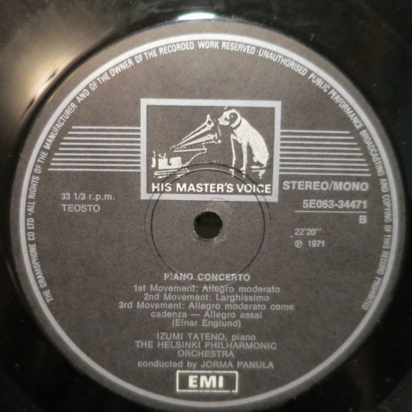 Selim Palmgren, Einar Englund, Izumi Tateno, The Helsinki Philharmonic Orchestra, Jorma Panula ~ Izumi Tateno Plays Palmgren Piano Concerto No. 2 / Englund Piano Concerto (Vinyl) - Djungel & Jazz