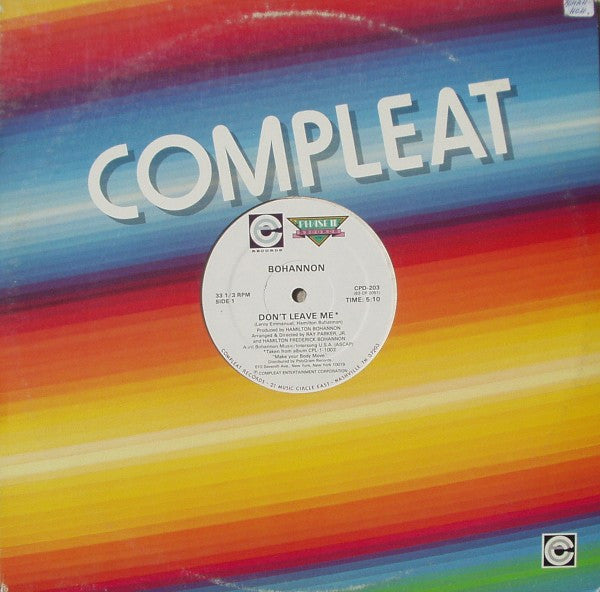 Bohannon* : Don't Leave Me / Wrong Number (12")