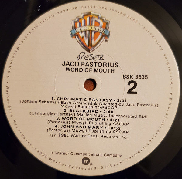 Jaco Pastorius ~ Word Of Mouth (Vinyl) - Djungel & Jazz