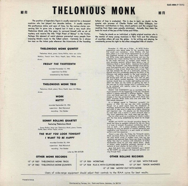 Thelonious Monk / Sonny Rollins : Thelonious Monk / Sonny Rollins (LP, Comp, RE)