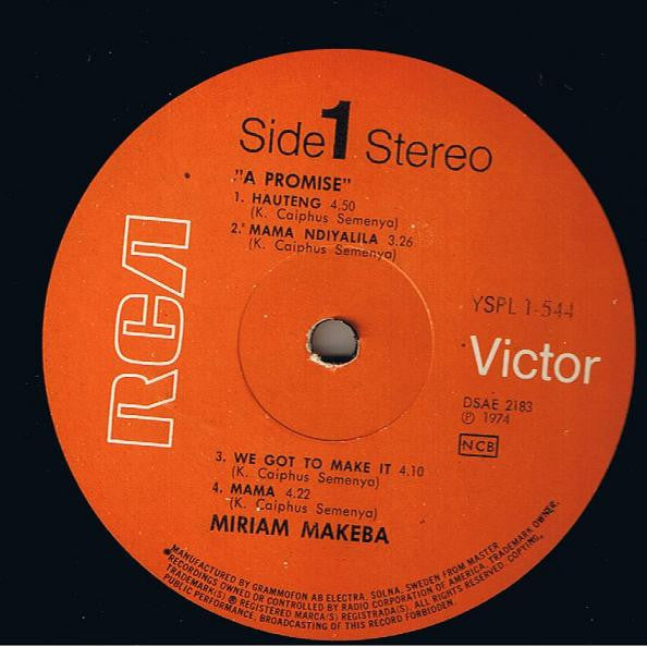 Miriam Makeba ~ A Promise (Vinyl) - Djungel & Jazz